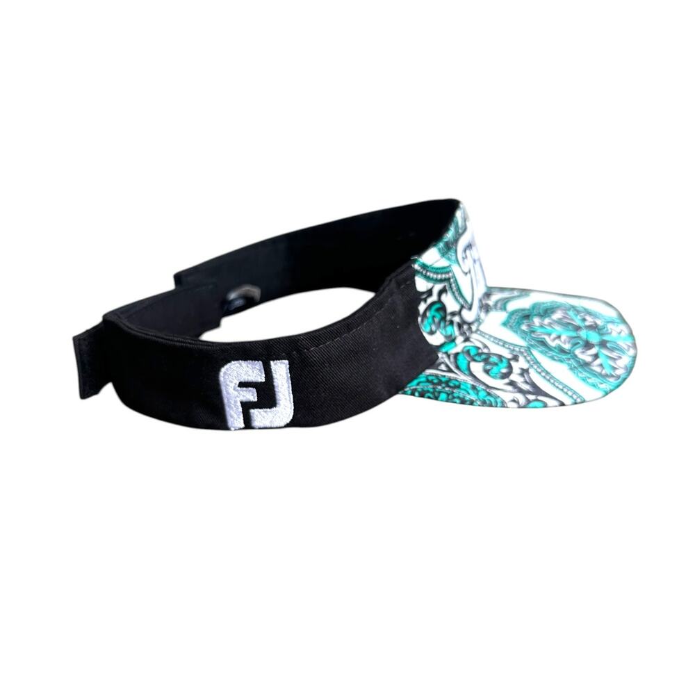 Titleist FootJoy Golf Visor OSFA Teal Black White Paisley Medallion Print - Picture 2 of 7